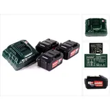 Metabo Basis Set 3x Li-Power Akkupack 18 V 4,0 Ah CAS Li-Ion Akku ( 3x 625591000 ) + Ladegerät ASC 55 ( 627044000 )