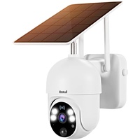 JideTech Solar Überwachungskamera Aussen Akku 14400mAh, 2MP PTZ WiFi Dome WLAN Kamera mit Solarpanel,PIR und Radar Erkennung, Farb-Nachtsicht, 2-Wege-Audio 20M Nachtsicht, SD-Kartenslot
