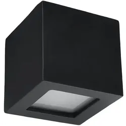Licht-Erlebnisse Wandaußenleuchte LEO Schwarz Keramik Glas Up Down Lampe E27 max. 60W LE70483