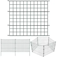 Lospitch Teichzaun Set Gartenzaun, 33tlg Set Zaun Teich Steckzaun mit 15 Zaunelemente & 18 Befestigungsstäben, Metallzaun Grün, Freigehege, Gartenzaun, Tiergehege (15x Gerade)