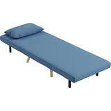 3-in-1-schlafsessel/bett, Einzelsitz Mit 5-fach Verstellbarer Rückenlehne Aus Stoff Mit Kissen, Blau