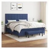 vidaXL Boxspringbett mit Matratze Blau 180x200 cm Stoff