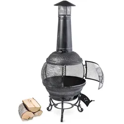 Blumfeldt Flavius Gartenofen Terrassenofen Gusseisen/Stahl 140 cm Silberfarben Antik-Schwarz