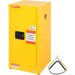 Sicherheitsschrank für brennbare Flüssigkeiten, Einzeltür und manueller Verschluss, Gelb, für gefährliche Lagerung, 900 x 460 x 460 mm