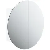 vidaXL Badezimmerschrank mit Rundem Spiegel & LED Weiß 47x47x17,5 cm