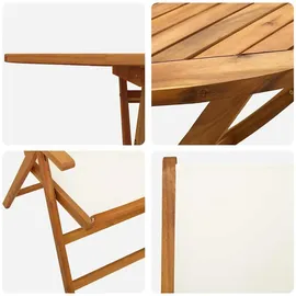 vidaXL Garten Essgruppe 7 pcs Cremeweiß Akazie Massivholz
