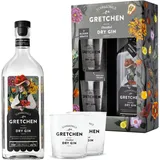 GRETCHEN Distilled Dry Gin Geschenk-Set, harmonischer Schwarzwald Gin der Hausbrennerei Schladerer und 2 x Gin Gläser, natürlich herb & fruchtig frisch mit feinen Quittennoten (1 x 0.7l)