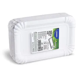 WIMEX Flache Pappteller eckig 11 x 17 cm 100 St. Weiß