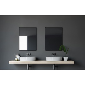 Talos Black Living - Badspiegel schwarz in 80 x 60 cm und einem hochwertigen Aluminiumrahmen