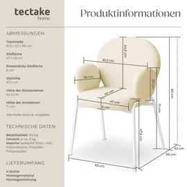 Tectake Esszimmerstuhl Scandi Bouclé creme 4er Set