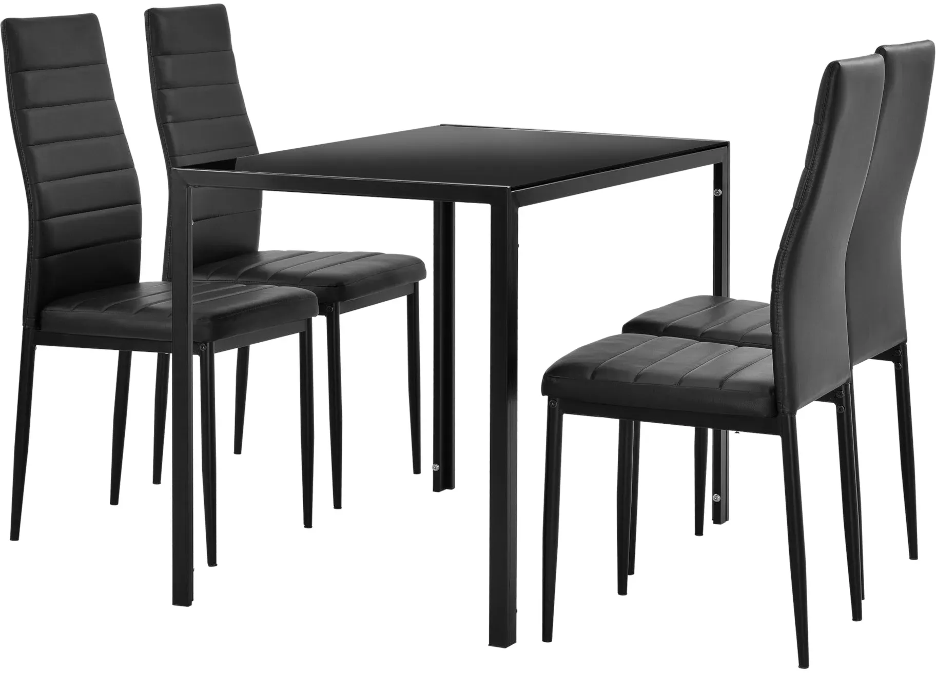 Essgruppe Bergen (Set, 5-tlg) 105x60x75 cm schwarz [en.casa]