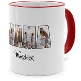 PhotoFancy® - Fototasse 'Mama' - Personalisierte Tasse mit eigenem Foto und Text selbst gestalten - Rot