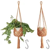 myutrensty Makramee Blumenampel 4 Stück Komplettset 4 Größen Innen Außen Weiß