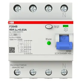 ABB Stotz S&J FI-Schutzschalter TypB 4P 40A,30mA,3kA,4TE F204B-40/0,03-4TE