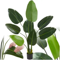 tectake® Künstlicher Paradiesvogelbaum, verschiedene Größen, mit großen, umweltfreundlichen PEVA-Blättern, stabiler Kunststoff-Blumentopf