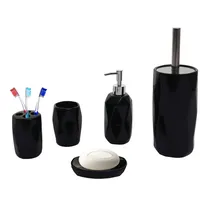 MCW 5-teiliges Badset MCW-H88, WC-Garnitur Badezimmerset Badaccessoires, Keramik ~
