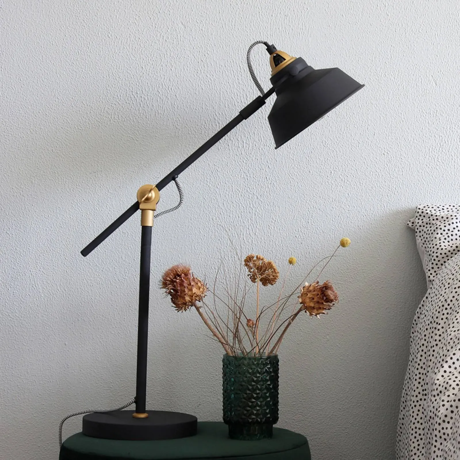 Steinhauer Schreibtischlampe Nové, schwarz, für Wohn- / Esszimmer, Metall, Industrielles Design, Tischlampe - 29 cm - 18 cm - 75 cm