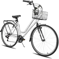 Hiland 700C Cityräder, 28 Zoll Urban City Pendler Fahrrad, Shimano 7 Gang Grau Damen Fahrrad, Hollandrad Hybrid Fahrrad für Männer Frauen