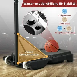 Costway Basketballkorb mit Ständer rot 90-210 cm