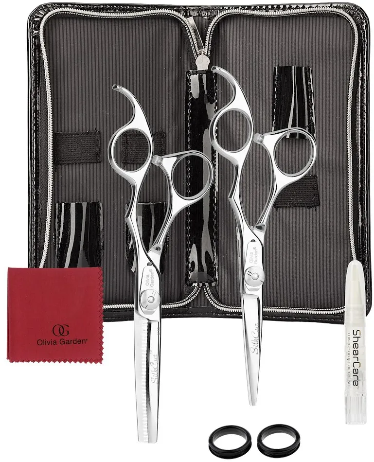 Olivia Garden Scheren SilkCut 2er- Set silber HS 5,75 u. MS 6,0 Zoll- S-1111