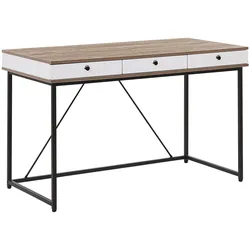 Schreibtisch HINTON Braun / Weiß 120 cm 60 cm mit Stauraum