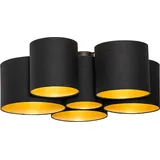 QAZQA - Deckenleuchte schwarz mit Gold innen 6 Lichter - Multidrum