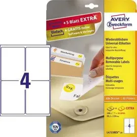 Avery Zweckform Universaletiketten L4733REV-25 Weiß 99,1 x 139 mm 30 Blatt