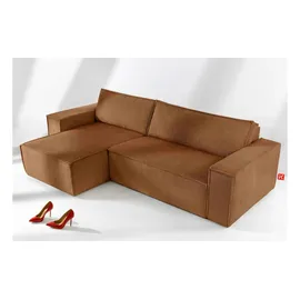 Konsimo Eckcouch Cordstoff 2-Sitzer Orange