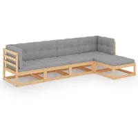 vidaXL Garten-Lounge-Set 5-tlg. grau Kiefer