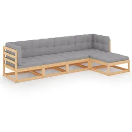 vidaXL Garten-Lounge-Set 5-tlg. grau Kiefer