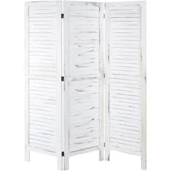 Mendler Paravent HWC-G30, Trennwand Sichtschutz Raumteiler, Shabby-Look 170x120cm ~ weiß
