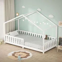ML-Design Hausbett 90 x 200 cm Kiefer massiv weiß