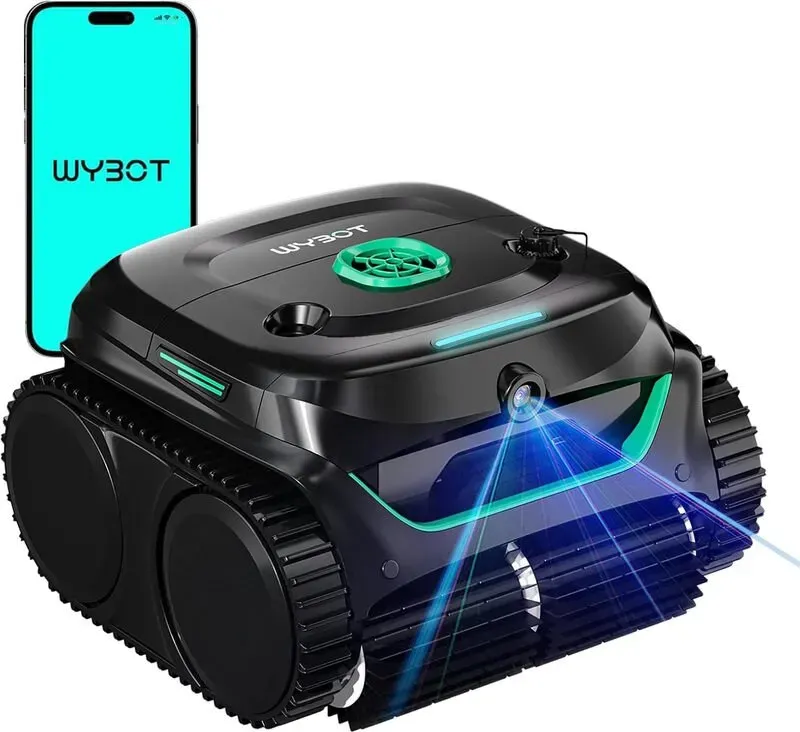 [Neue KI-Vision] WYBOT (Neues Modell) C2 Vision AI Kabellose Pool-Roboter-Kamera mit Akku, Pool-Boden- und Wandroboter, Zweistufige Filtration, Starke Saugkraft, Für eingelassene Pools bis zu 180 m2