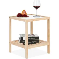 Relaxdays Beistelltisch, Wohnzimmertisch mit Glasplatte, Holz, HxBxT: 50 x