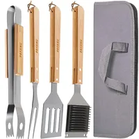Praknu Grillbesteck Set onesize Edelstahl Holz braun