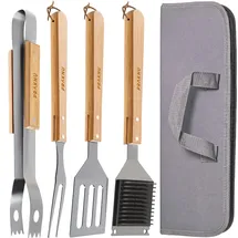 Praknu Grillbesteck Set onesize Edelstahl Holz braun