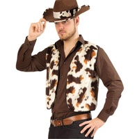 KarnevalsTeufel Herrenkostüm-Set Cowboy Plüschweste Pferd und Texas-Hut in braun mit Fellmuster Verkleidung Gaucho (Large)