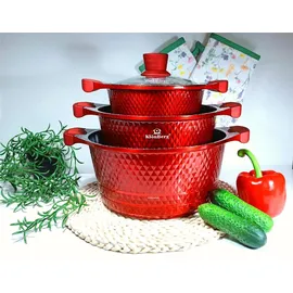 klönberg Rotes Topf-Set 6-tlg. 20 cm rund + 2,5L Topf + 4,5L Topf + 7L Topf