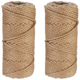 Relaxdays Juteschnur 5 mm, 2 Rollen Jutegarn je 50 m, biologisch abbaubar, Basteln, Garten, Verpackung, Kordel, Natur