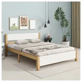 XDOVET Holzbett Holzbett,Erwachsenenbett, Bett mit Kopf-, Kopf- und Fußteil 140x200 cm braun