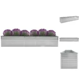 vidaXL Garten-Hochbeet Verzinkter Stahl 400×80×77 cm Grau