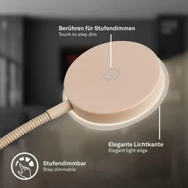 Briloner LED Stehlampe LED Stehleuchte, Standleuchte, Wohnzimmer dimmbar, Touch, Leselampe, - Beige
