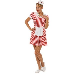 buttinette-Diner Kleid, rot/weiß