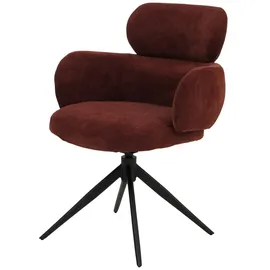 Mendler 6er-Set Esszimmerstuhl HWC-O77, Küchenstuhl Stuhl, drehbar Auto-Return, Stoff (310g/m2) Chenille Öko-Tex~ rotbraun