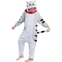 Pyjamas Kigurumi Jumpsuit Onesie Mädchen Junge Kinder Tier Karton Halloween Kostüm Sleepsuit Overall Unisex Schlafanzug Winter, Tabby Katze