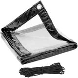 Woltu PVC Abdeckplane mit Ösen und Seil wasserdicht transparent 3x5m - Transparent