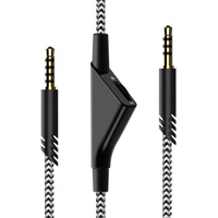 Tonmom Ersatz für Astro A40 Kabel, A10 Headset-Kabel geflochtener Draht, 6,5 Fuß/2 m Lautstärkeregler Kabel, kompatibel mit Astro A40TR/A40/A10 Gaming-Headset-Kabel (Schwarz und Weiß)
