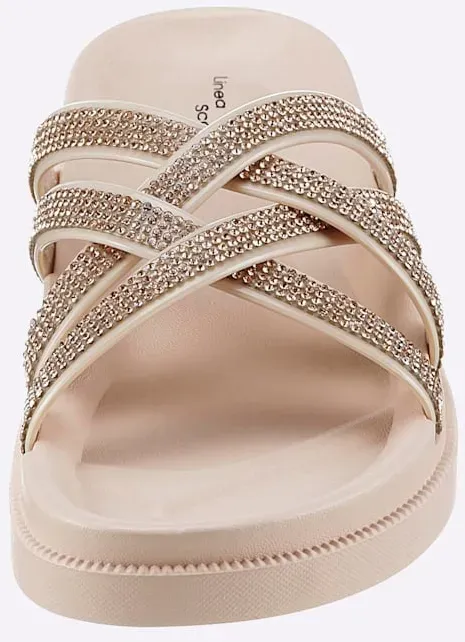 Badepantolette SIEBI`S, Damen, Gr. 41, beige (puder), Synthetik, Schuhe