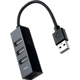 NANOCABLE 10.16.4404 - USB 2.0 Hub mit 4 USB 2.0 Anschlüssen, USB-A/Stecker auf USB 2.0/Buchse, Schwarz,