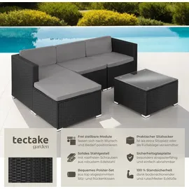 Tectake tectake® Rattan Lounge, für 3 bis 4 Personen, widerstandsfähig - Schwarz